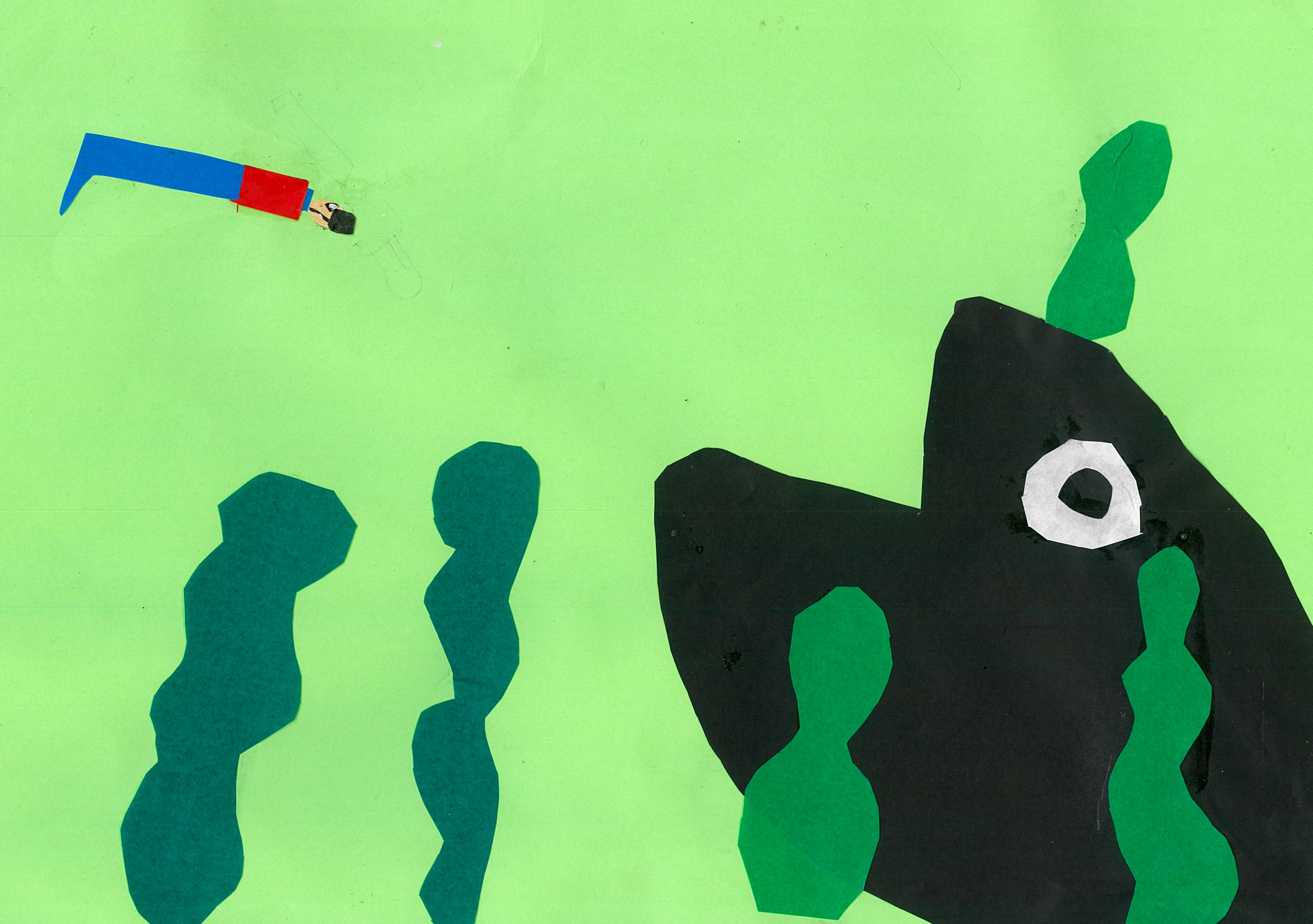 大きなさかなにたべられる